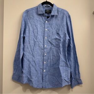 Rodd & Gunn Men’s Linen Button Down Shirt Light Blue Casual Summer